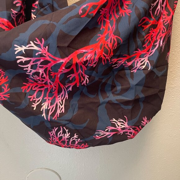 MODAPOSA Large Hobo Bag Coral Print Black Pink Red Lightweight Shoulder Tote‎ - Picture 2 of 5